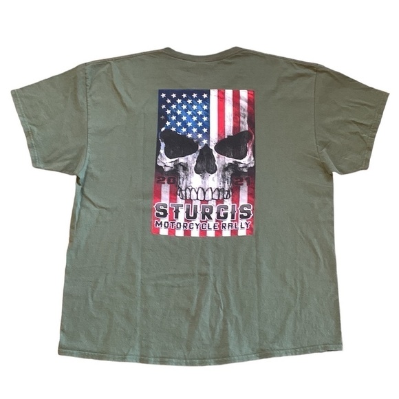 Sturgis 2021 Motorcycle Rally Short Slerve Crew Neck Green Tee Shirt Size XXL - Picture 1 of 5